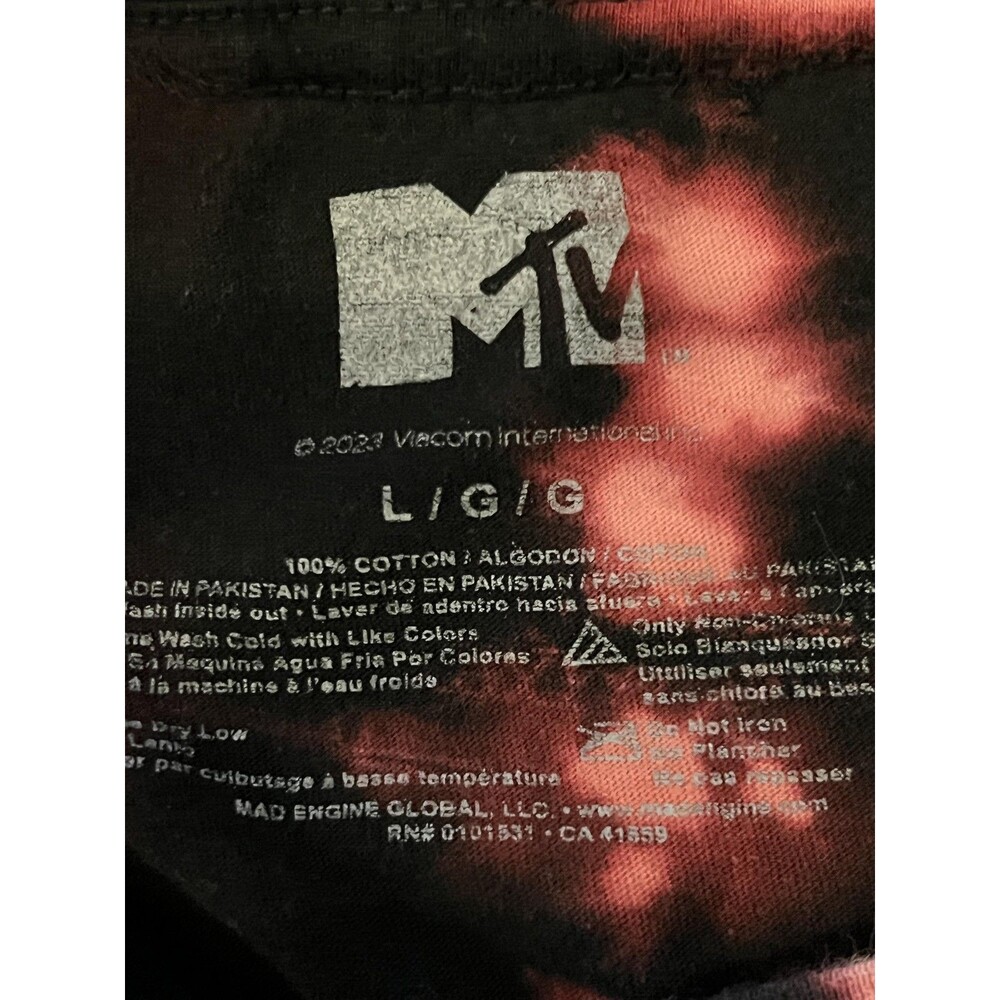 MTV Music Television Shirt Mens Large Black Bleach Tie Dye Logo Graphic Tee - Picture 7 of 7